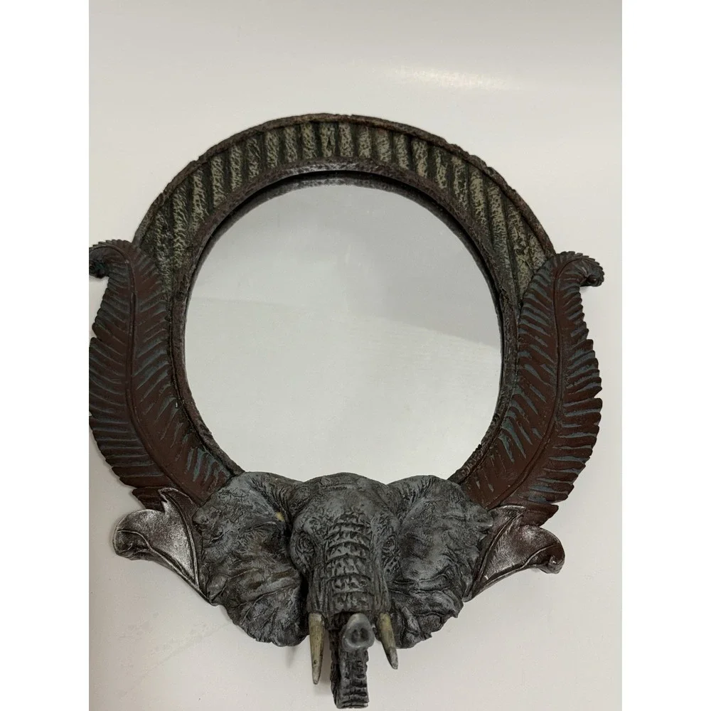 Safari Elephant Oval Wall Mirror James Rae Designs Jungle Palm Leaf Decor